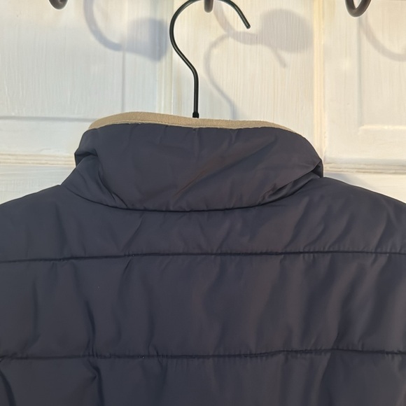 Lands End Kids Youth Puffer Fleece Lined Vest Size 7 navy/tan outdoor w/pockets - Picture 10 of 11